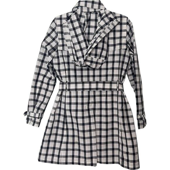 Jane Post Taffeta Buffalo Check Double Breasted Trench Rain Coat (XS) - Picture 7 of 14